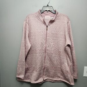 Stan Herman women's full zipper light weight jacket pink and white